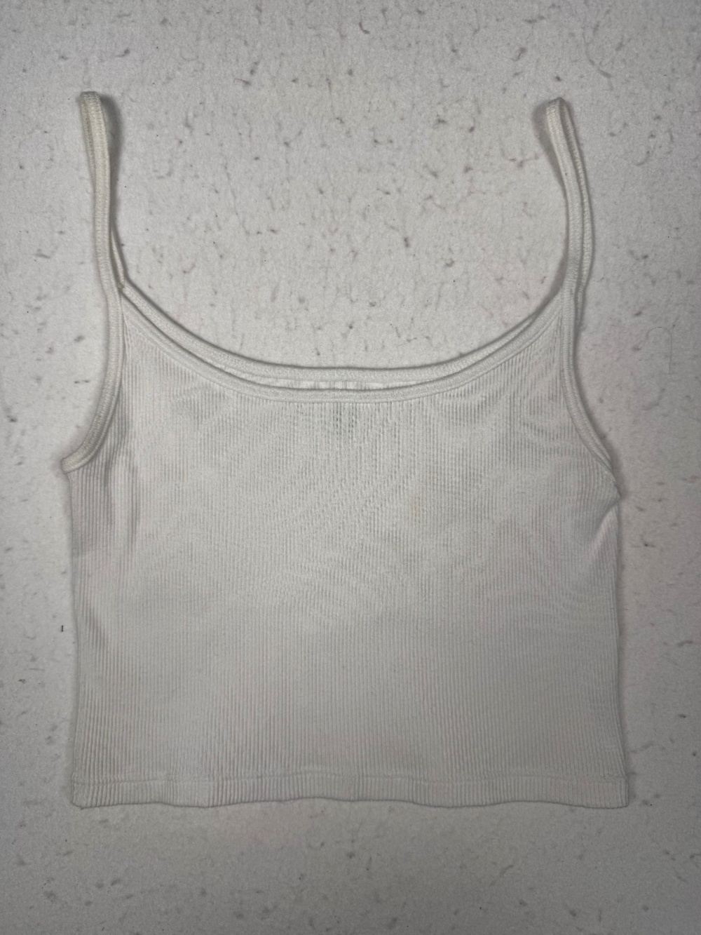 Brandy Melville White Ribbed Cotton Knit Camisole Tank Top One Size
